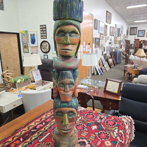 Vintage Hand Carved Totem Head Statue