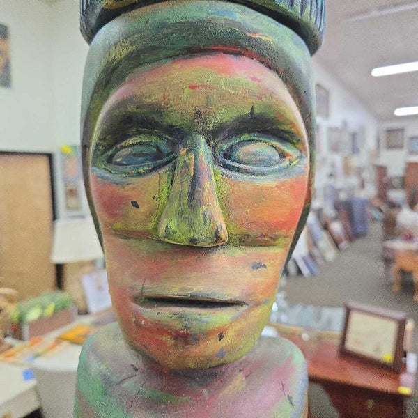 Vintage Hand Carved Totem Head Statue