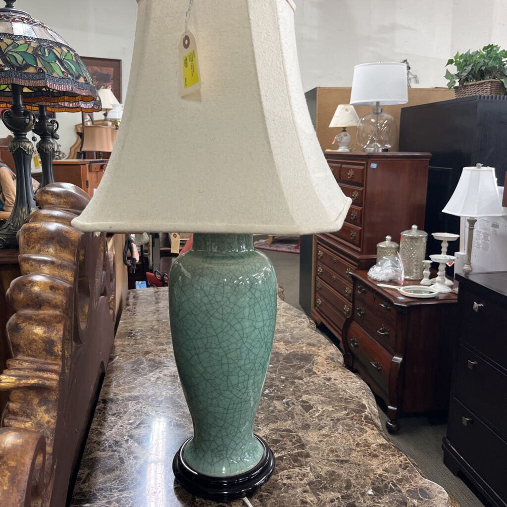 Vintage Celadon Crackle Lamp from Japan