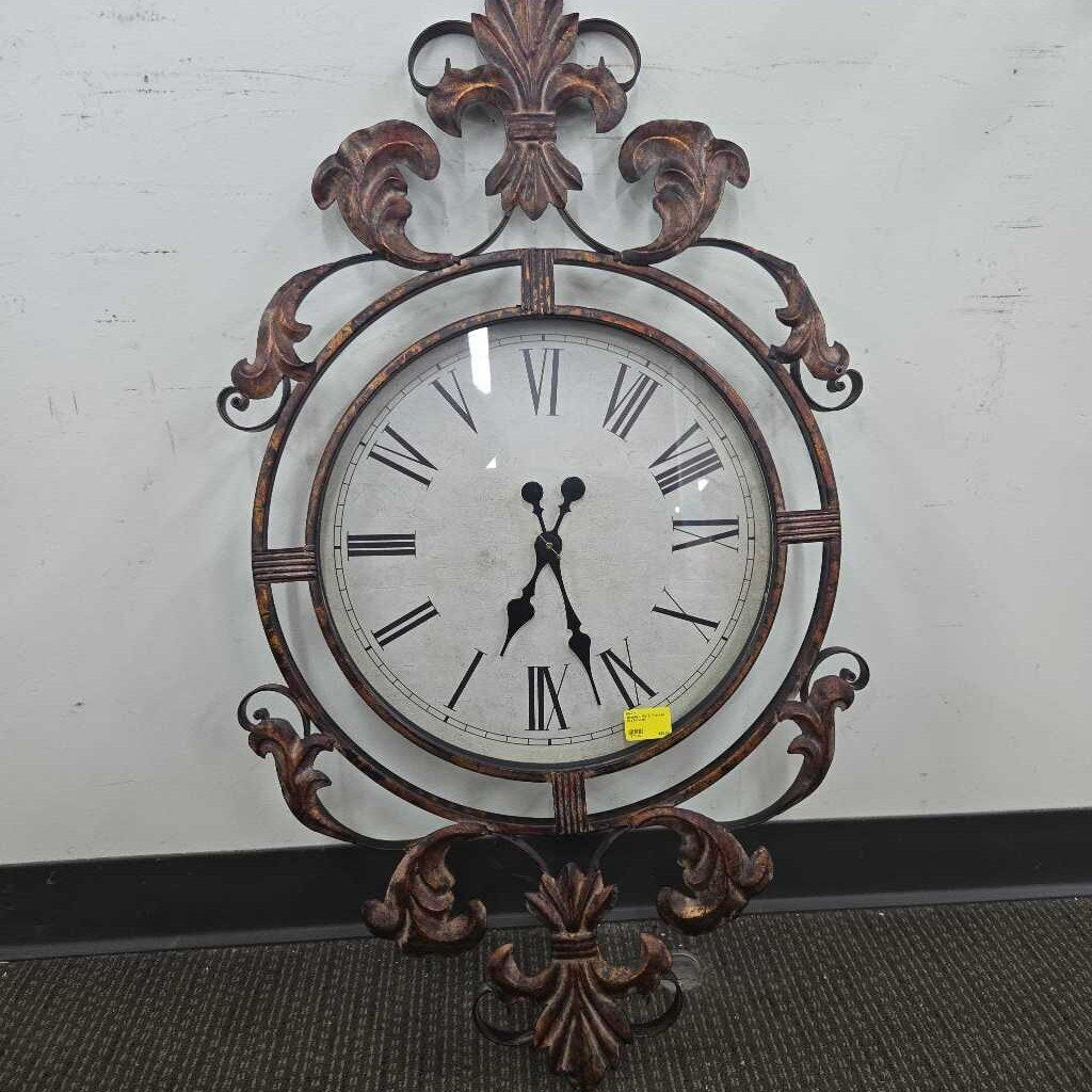 Scrolled Metal Framed Wall Clock