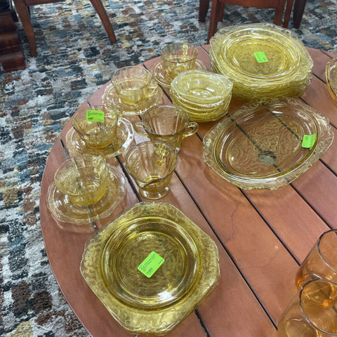 26 pc Depression Glass "Madrid Amber" Dish Set