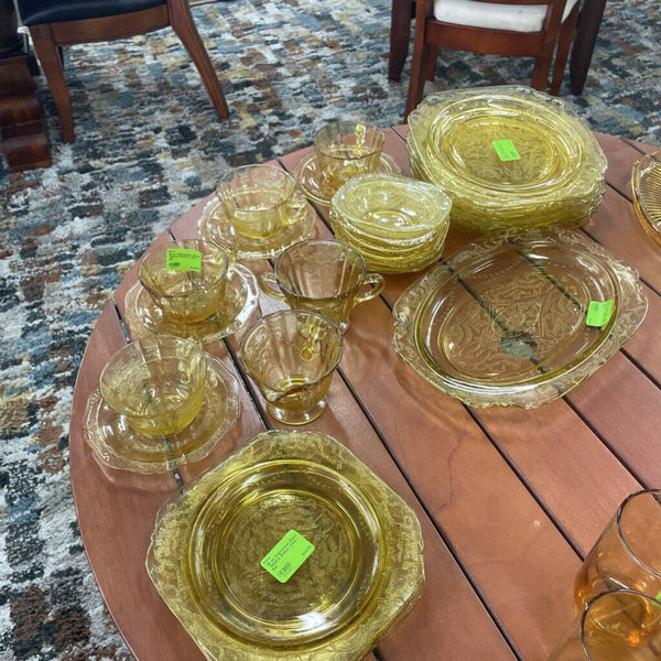 26 pc Depression Glass "Madrid Amber" Dish Set