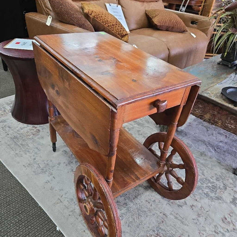 VTG Drop Leaf Rolling Tea Cart (AS IS)