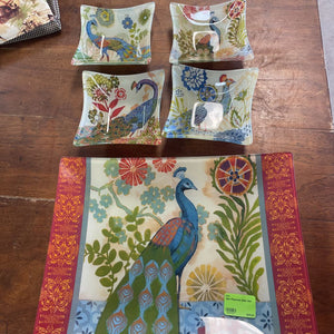 5pc Peacock Dish Set