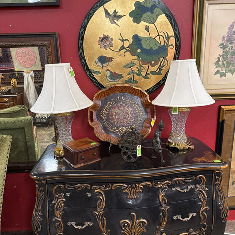 Pair of Crystal Lamps w'/No Shade as is