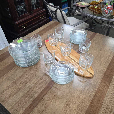 55 Pc. Glass Cups, Saucers, Plates