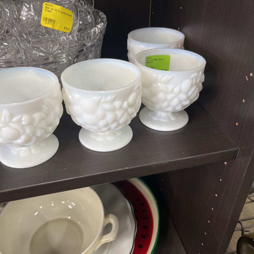 Set of 4 Milk Glass Glasses