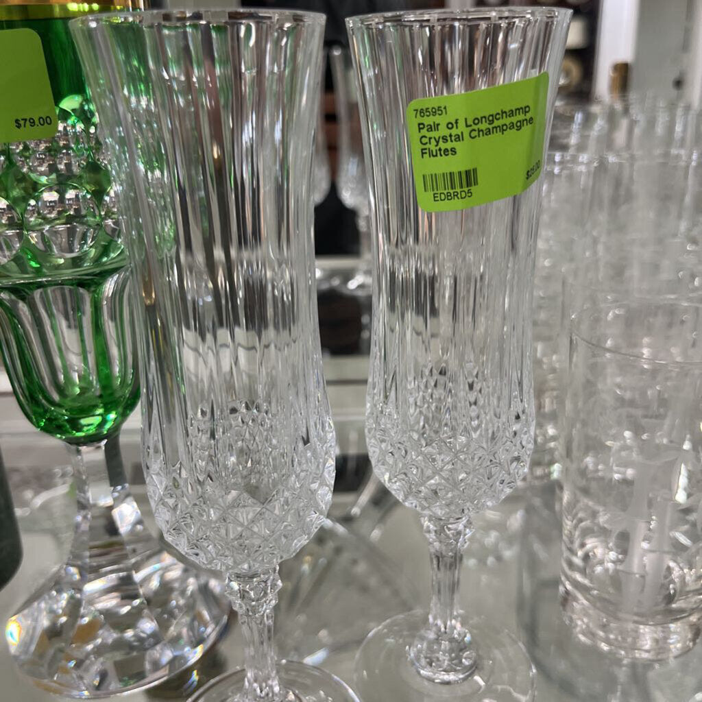 Pair of Longchamp Crystal Champagne Flutes