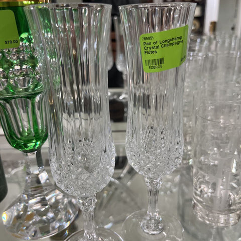 Pair of Longchamp Crystal Champagne Flutes