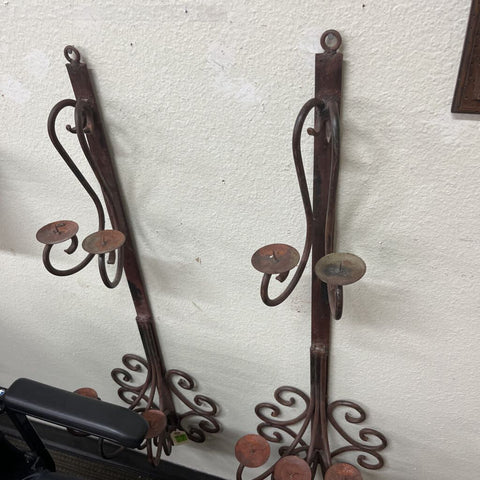 Pair of Antique Wrought Iron Candle Sconces