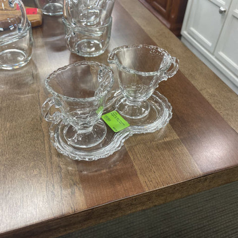 Fostoria 3pc Creamer, Sugar, & Tray Set