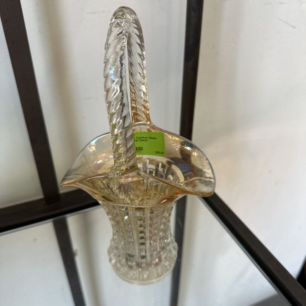 VTG Carnival Glass Basket Decor