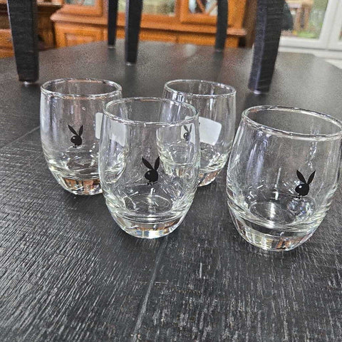 Set of 4 Playboy Bunny Low Ball Glasses