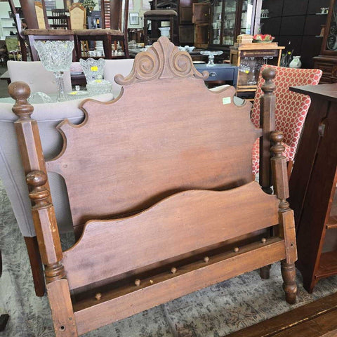 Antique Carved Twin Bed with Rails