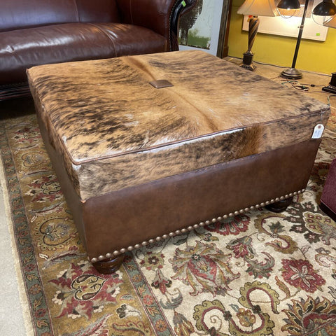 Large Cowhide/Leather Ottoman