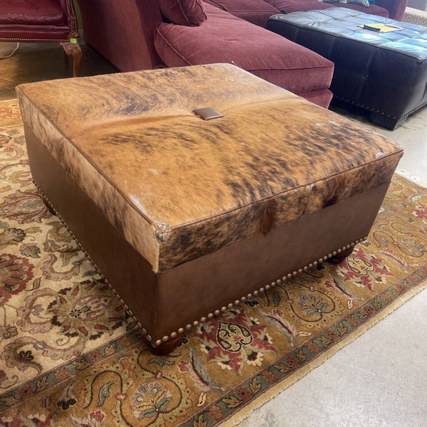 Large Cowhide/Leather Ottoman