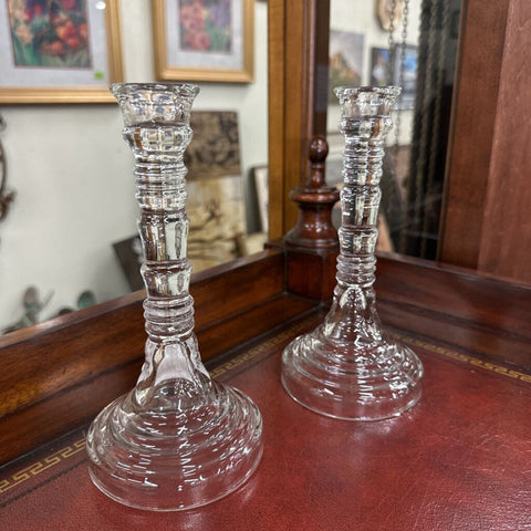 Pair of Glass Candle Holders