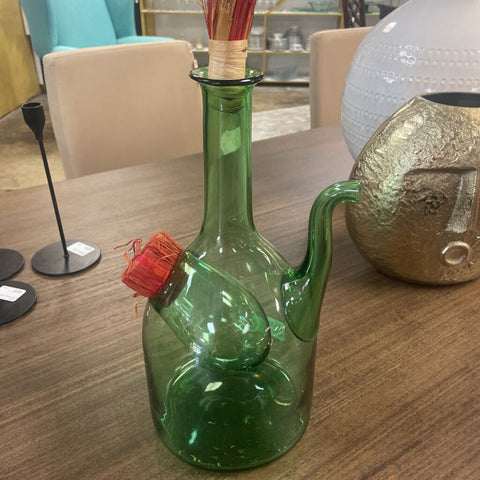 Vintage Green Glass Wine Decanter