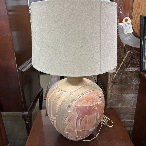Terracotta Lamp w/Shade (AS IS)