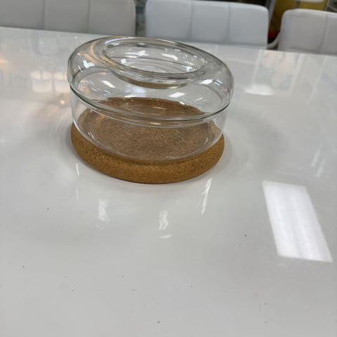 Glass Bowl w/Lid on Cork Base