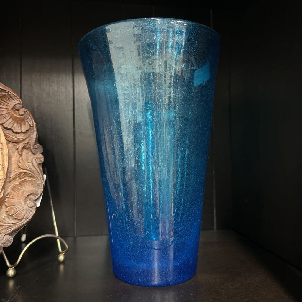 Blue Bubble Glass Vase