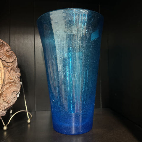Blue Bubble Glass Vase