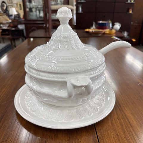 Soup Tureen w/ Ladle & Tray