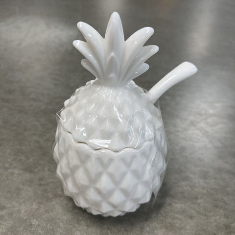 Milk Glass Pinapple w/Lid &Spoon