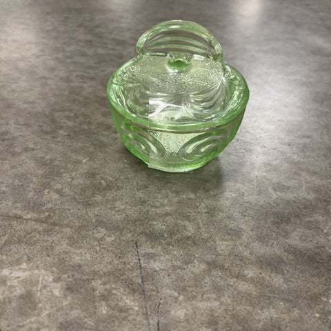 Green Glass Dish w/Lid