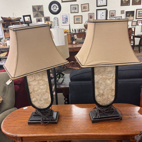 Pair of Capiz Shell Lamps w/Shades