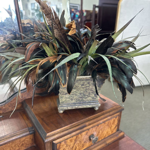 Vase w/Feather Decor