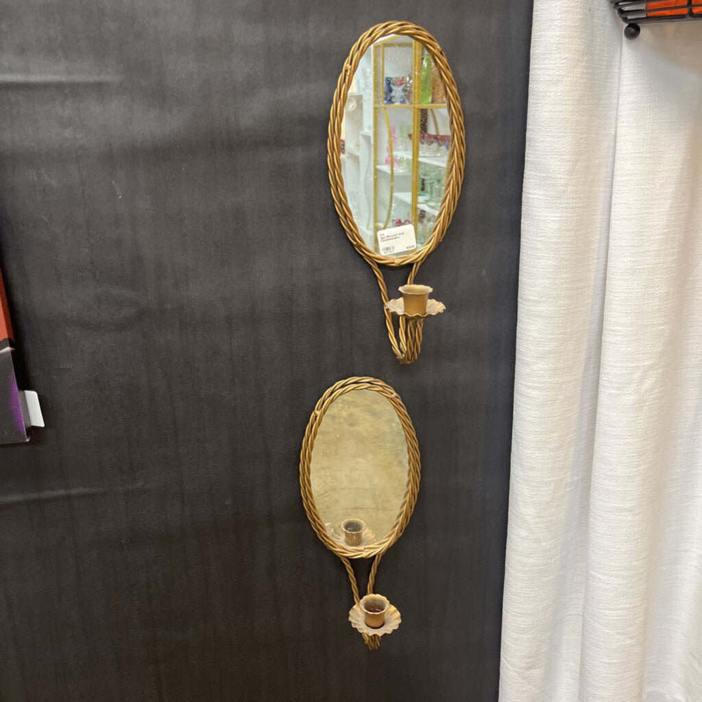 2pc Mirrored Wall Candleholders