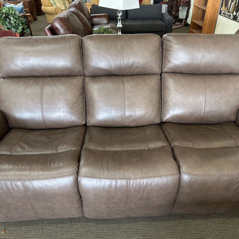 Brown Leather Flex Steel Electric Sofa