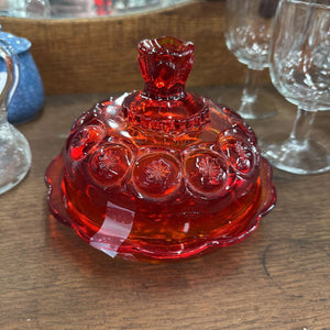 VTG LE Smith Glass Amberina Moon & Star Butter/Cheese Dish