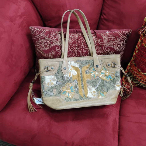 Frye Leather Embroidered Handbag (AS IS)