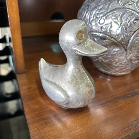 Silverplated Duck Coin Bank