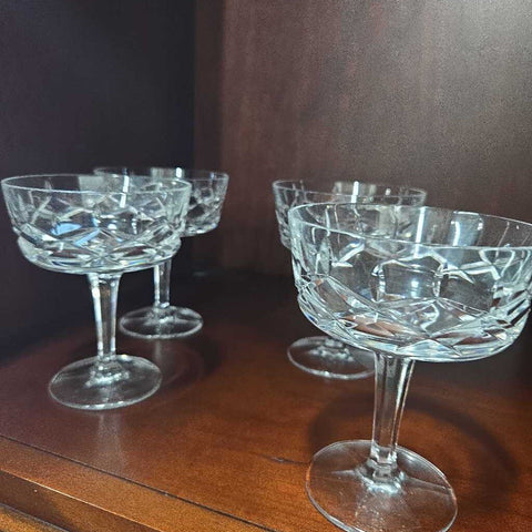 Gorham King Edwards Crystal Set of 4 Champagne Glasses