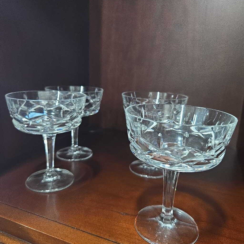 Gorham King Edwards Crystal Set of 4 Champagne Glasses