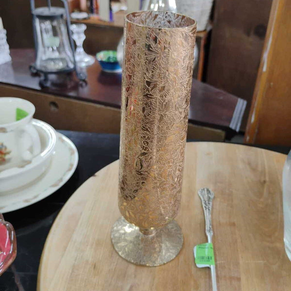 Lotus Etched Bud Vase