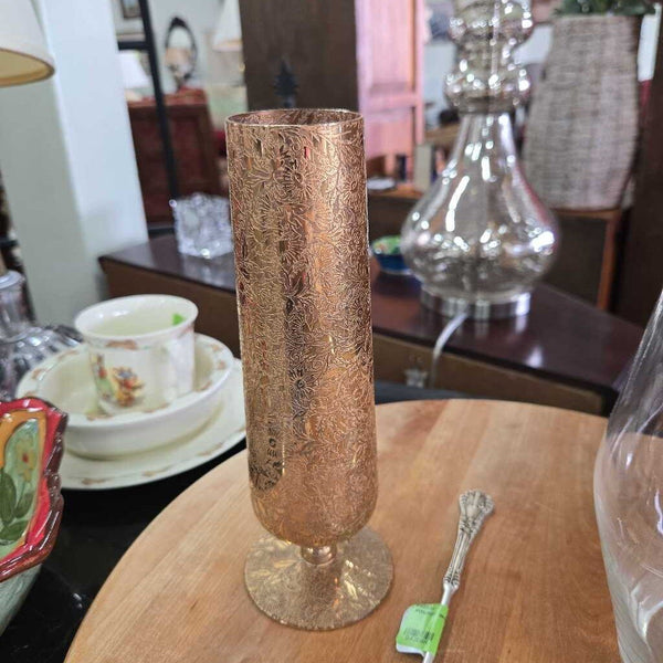 Lotus Etched Bud Vase