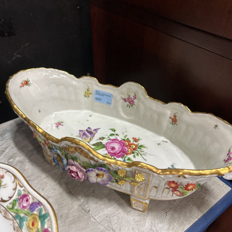 Dresden Hand Painted Footed Dish