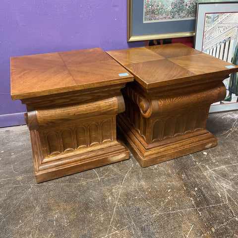 Pair of Pedestal Side Tables