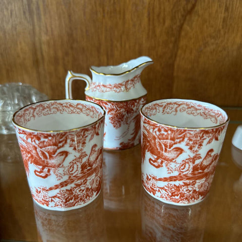 Royal Crown Derby "Red Aves" 3 pc Set