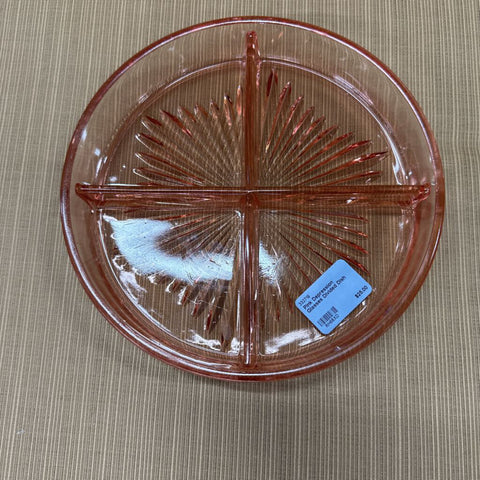 Pink Depression Glasses Divided Dish