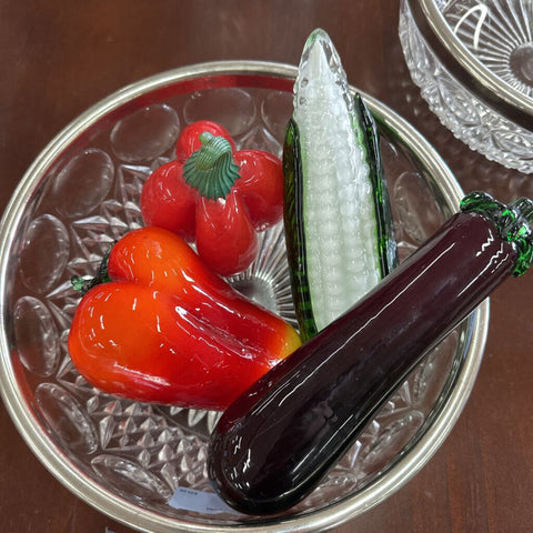 Set of 4 Glass Veggie Decor