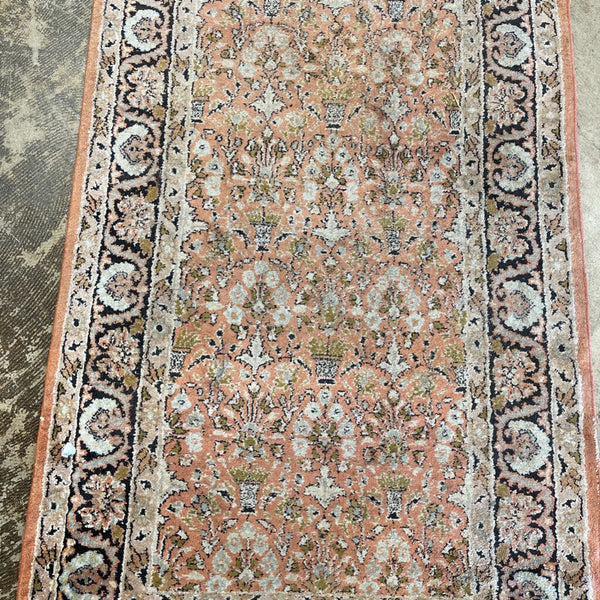 2'6" x 10' Handwoven Silk Wool Blend Rug AS IS