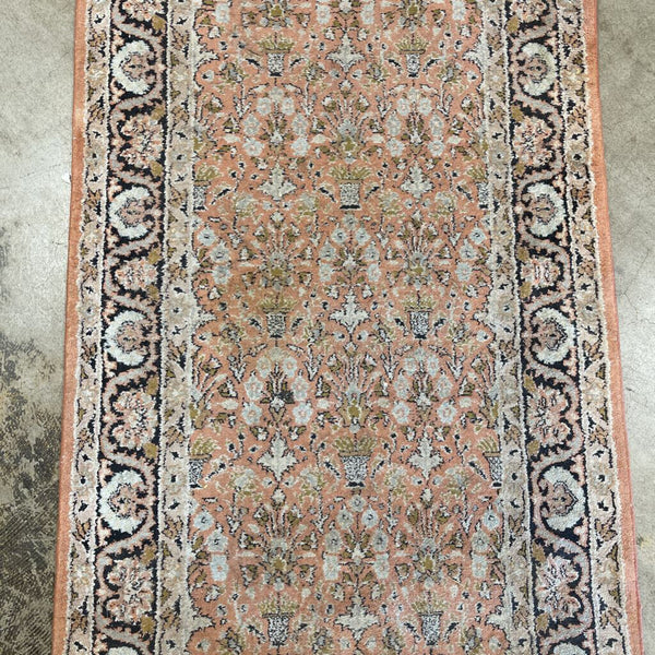 2'6" x 10' Handwoven Silk Wool Blend Rug AS IS