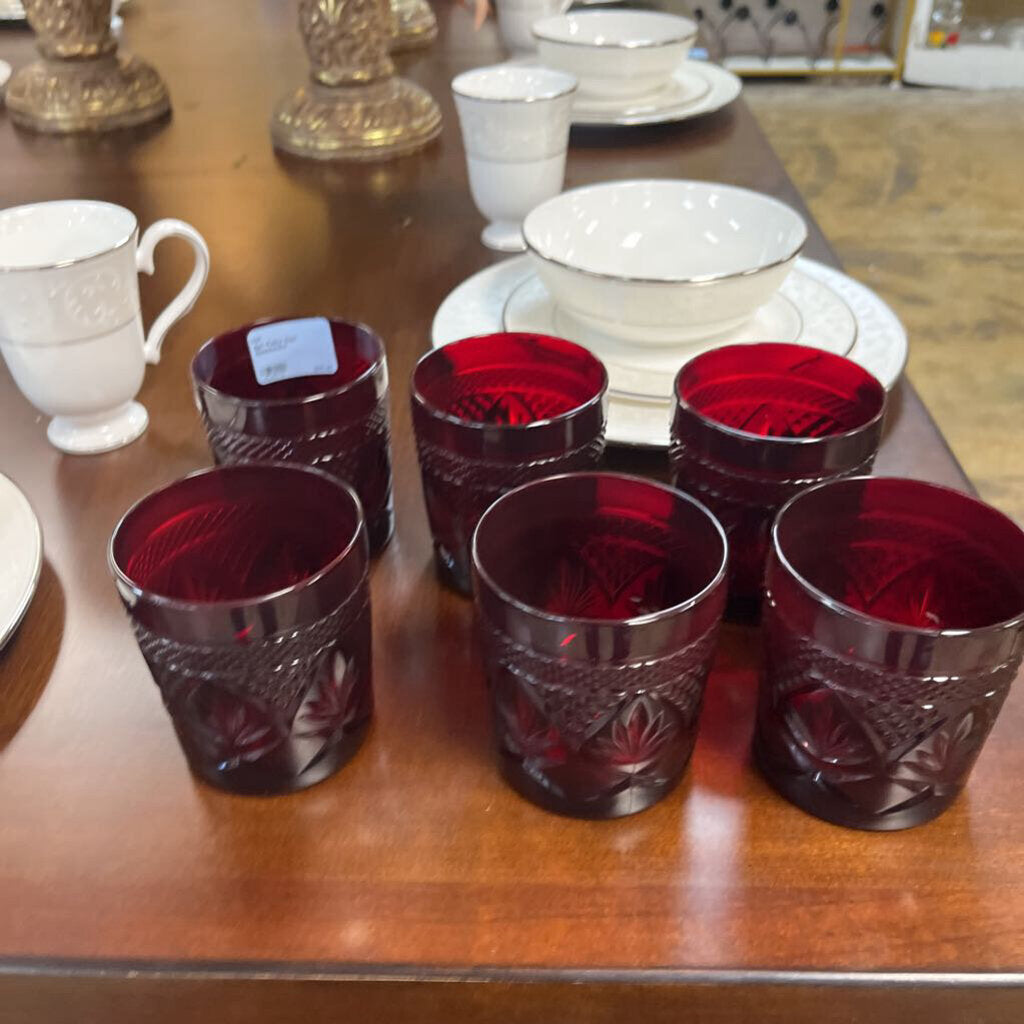 6pc Ruby Red Glassware