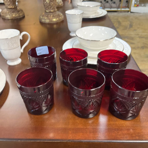 6pc Ruby Red Glassware