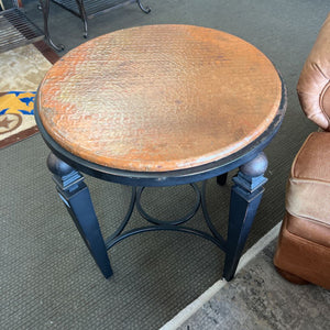 Wrought Iron Coppertop Side Table